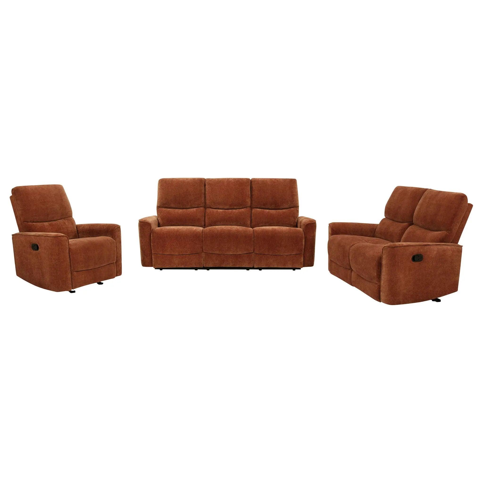 Navarro 3-piece Upholstered Reclining Sofa Set Orange by Unique Piece Furniture