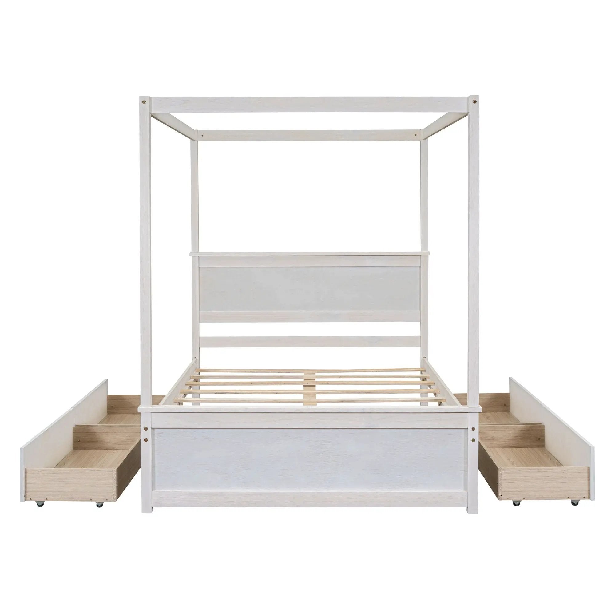 Canopy Platform Bed With Drawers, Support Slats, No Box Spring Needed by Unique Piece Furniture