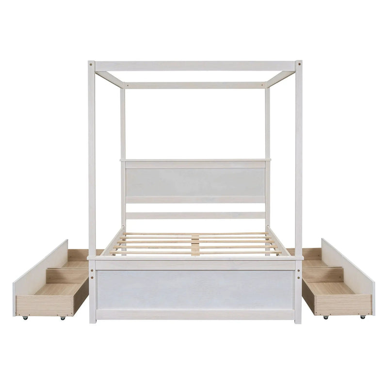 Canopy Platform Bed With Drawers, Support Slats, No Box Spring Needed by Unique Piece Furniture