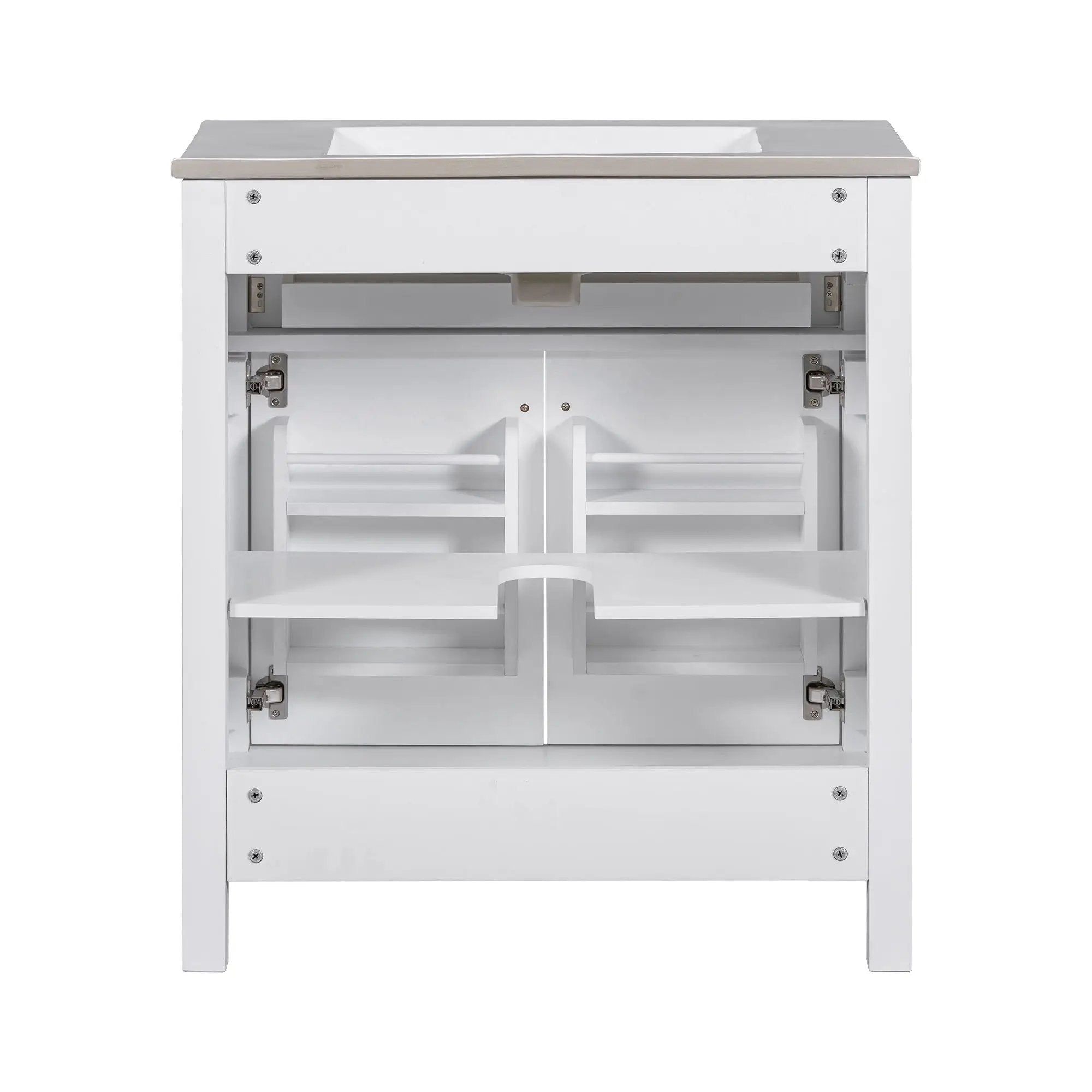 Bathroom Vanity With Ceramic Sink, Modern Single Bathroom Cabinet With 2 Doors And A Shelf, Soft Close Doors by HouseOfZazla
