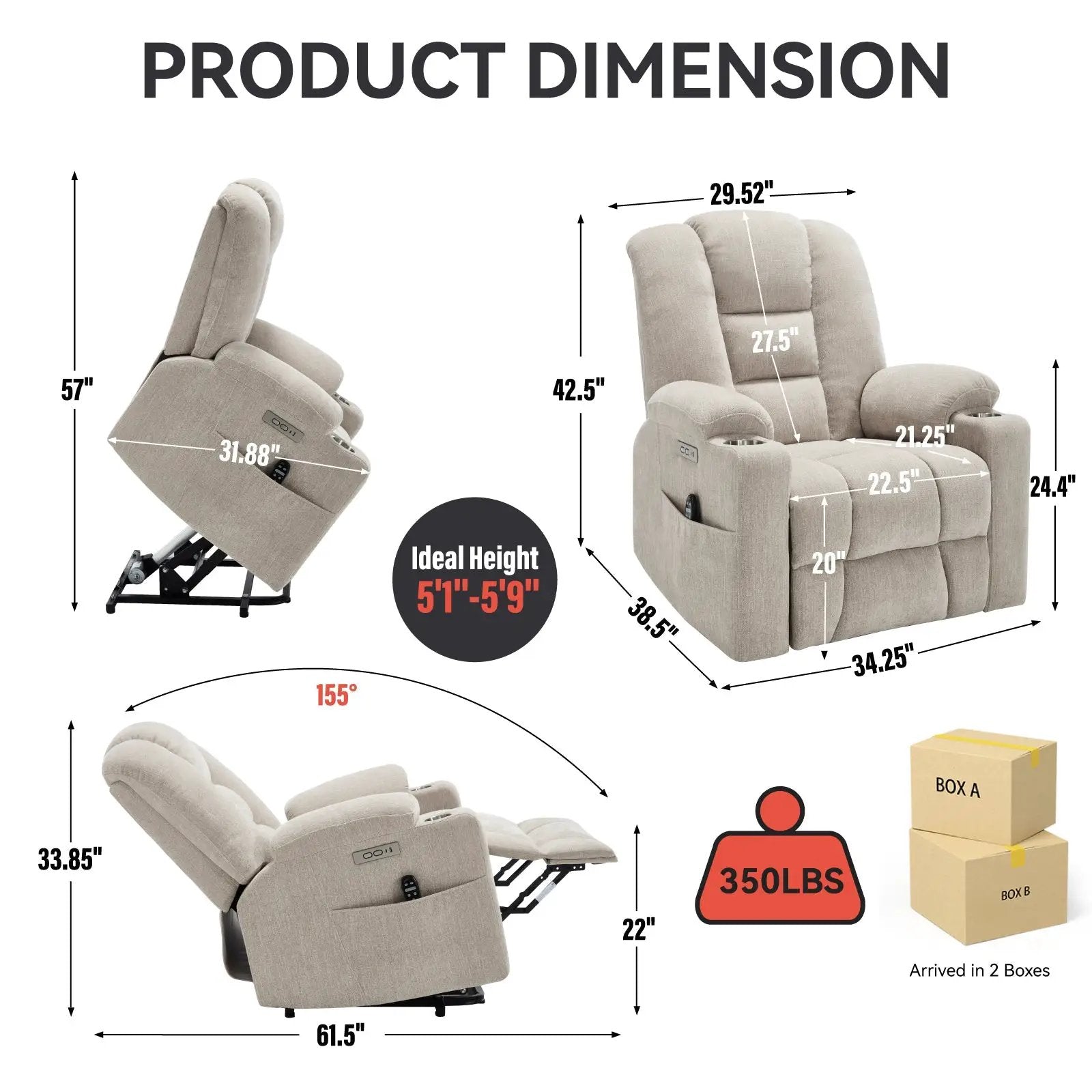 Power Lift Recliner Chair with Massage and Heat by HouseOfZazla