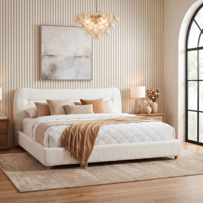 Minimalist Curved Headboard Teddy Bear Plush Bed, Queen by HouseOfZazla
