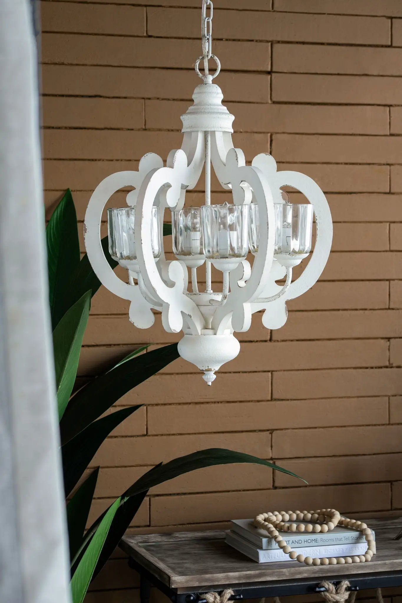 Farmhouse Chandelier, 6 Light Wood Chandelier Pendant Light Fixture With Adjustable Chain For Dining Room Living Room Entryway, Bulb Not Included by HouseOfZazla
