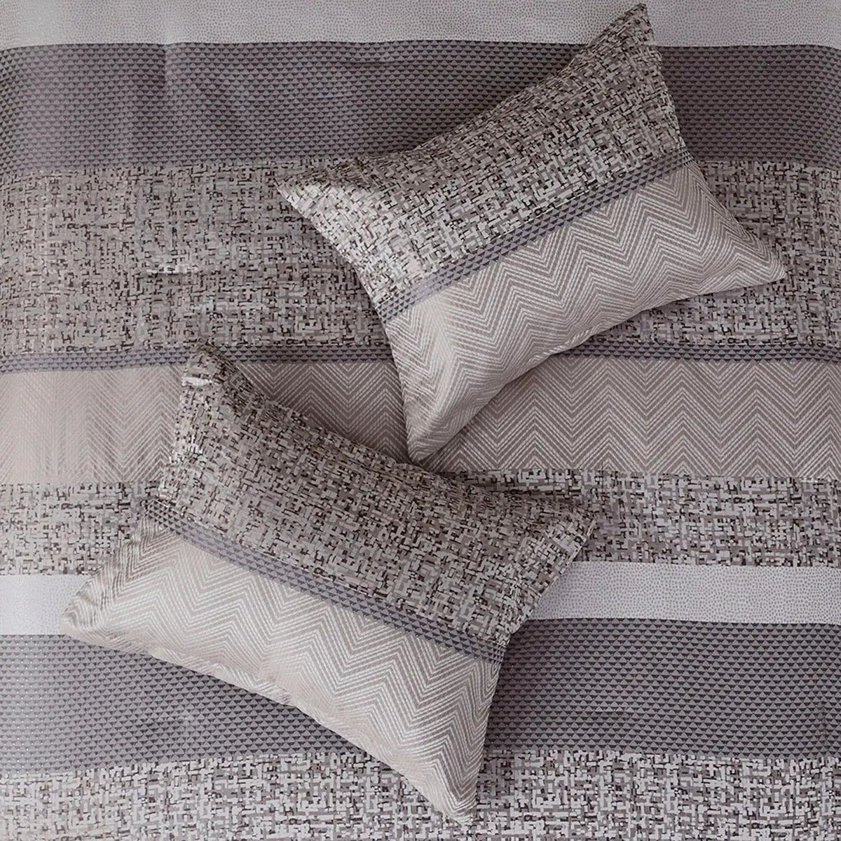 7 Piece Jacquard Comforter Set Grey Taupe King by HouseOfZazla
