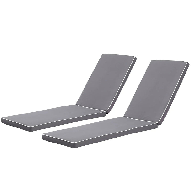 2 Pieces Set Outdoor Lounge Chair Cushion Replacement Patio Furniture Seat Cushion Chaise Lounge Cushion - Antique Gray / White by HouseOfZazla