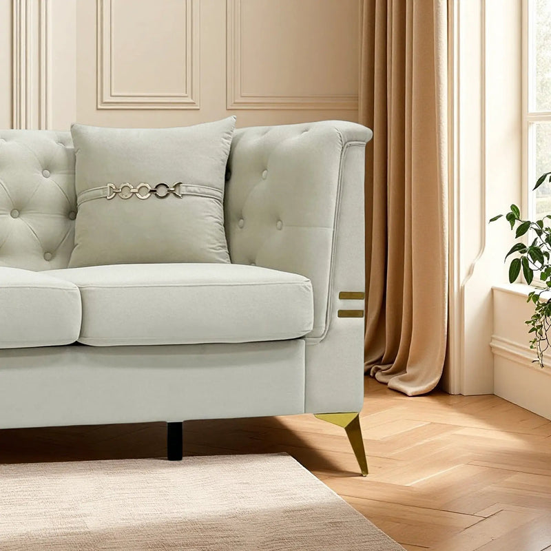 FX-P83-2PC Modern Velvet Upholstered Sofa Set of 2 by HouseOfZazla