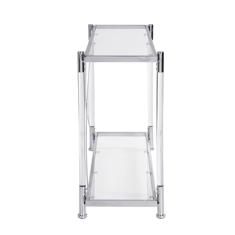 Chrome Glass Sofa Table, Acrylic Side Table, Console Table For Living Room & Bedroom - Chrome by HouseOfZazla