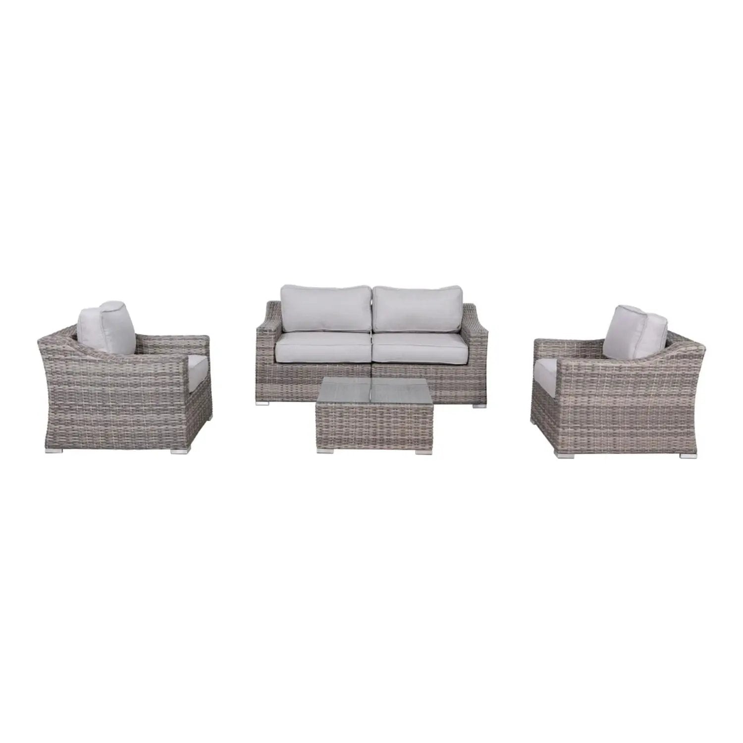 Outdoor Wicker Conversation Set With Cushions, All Weather by Unique Piece Furniture