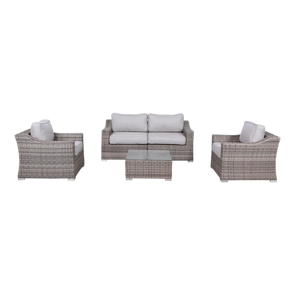 All-Weather Wicker Conversation Set with Cushions - Light Brown, Dark Gray, or Dark Brown, photo 9 of 40
