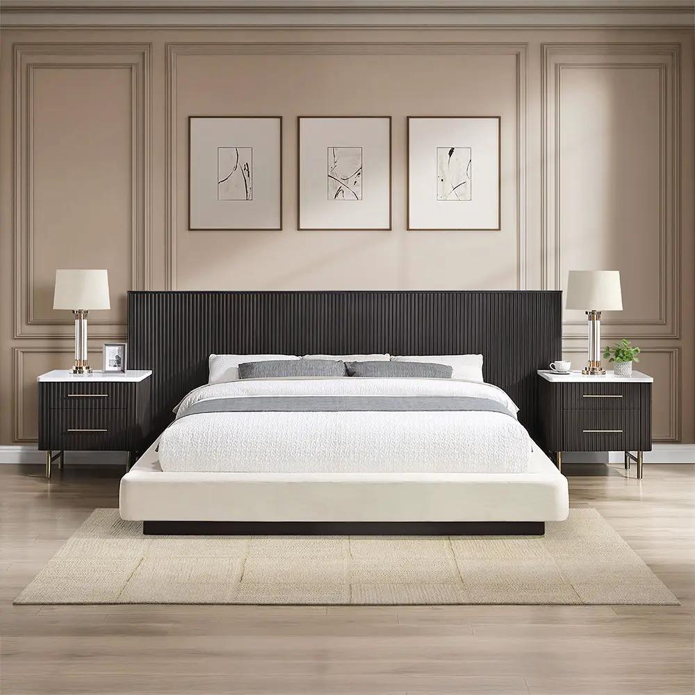 Clayten - Eastern King Bed - Beige Linen & Espresso by Unique Piece Furniture