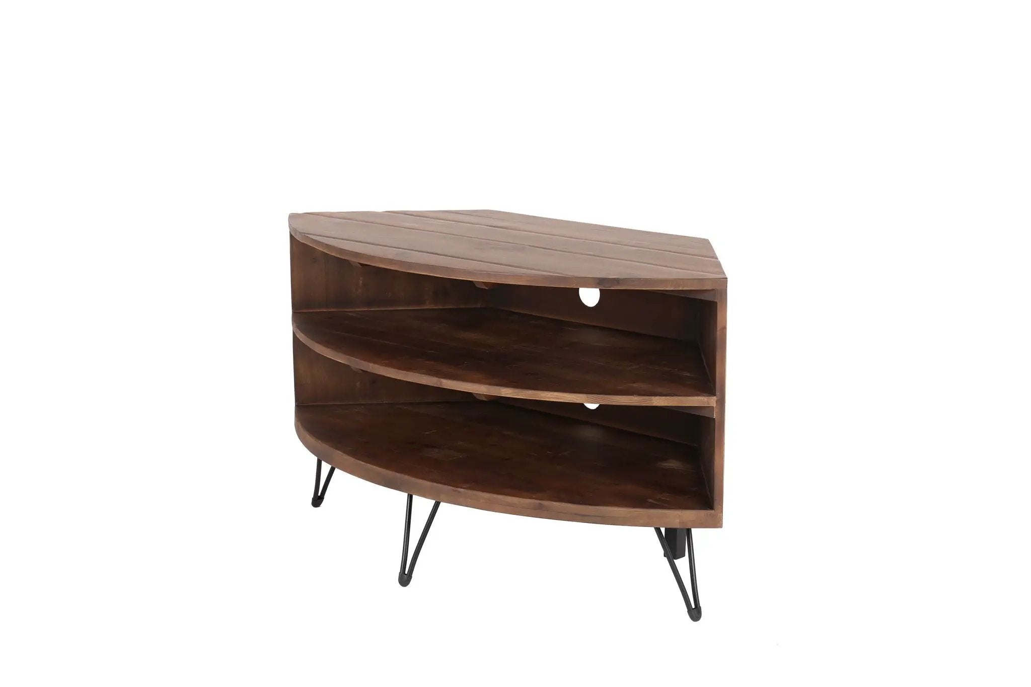 Fan Shape Reclaimed Wood Corner Media Table For Living Room Wise Use Your Space - Natural by Unique Piece Furniture