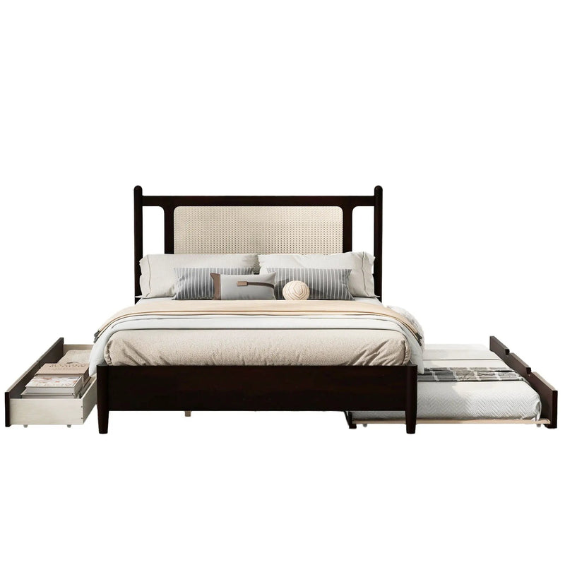 Platform Bed With 2 Big Drawers & Trundle by Unique Piece Furniture
