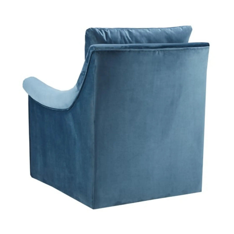 Swivel Chair With Curved Arms And Straight Back - Blue by HouseOfZazla