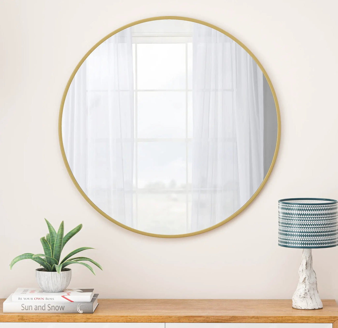 Wall Circular Mirror Metal Framed Mirror Round Vanity Mirror Dressing Mirror, For Bathroom, Living Room, Bedroom Wall Decor by HouseOfZazla
