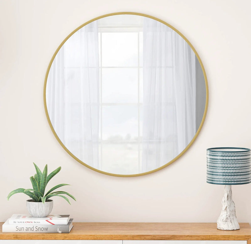 Wall Circular Mirror Metal Framed Mirror Round Vanity Mirror Dressing Mirror, For Bathroom, Living Room, Bedroom Wall Decor by HouseOfZazla