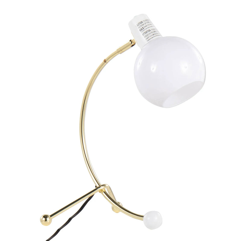 Eileen Contemporary Task Lamp in Gold Metal and White Shade by HouseOfZazla