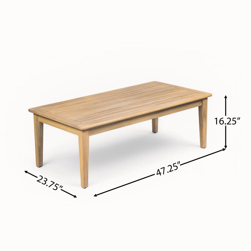 Outdoor Acacia Wood Loveseat with Coffee Table, Light Teak Frame by HouseOfZazla