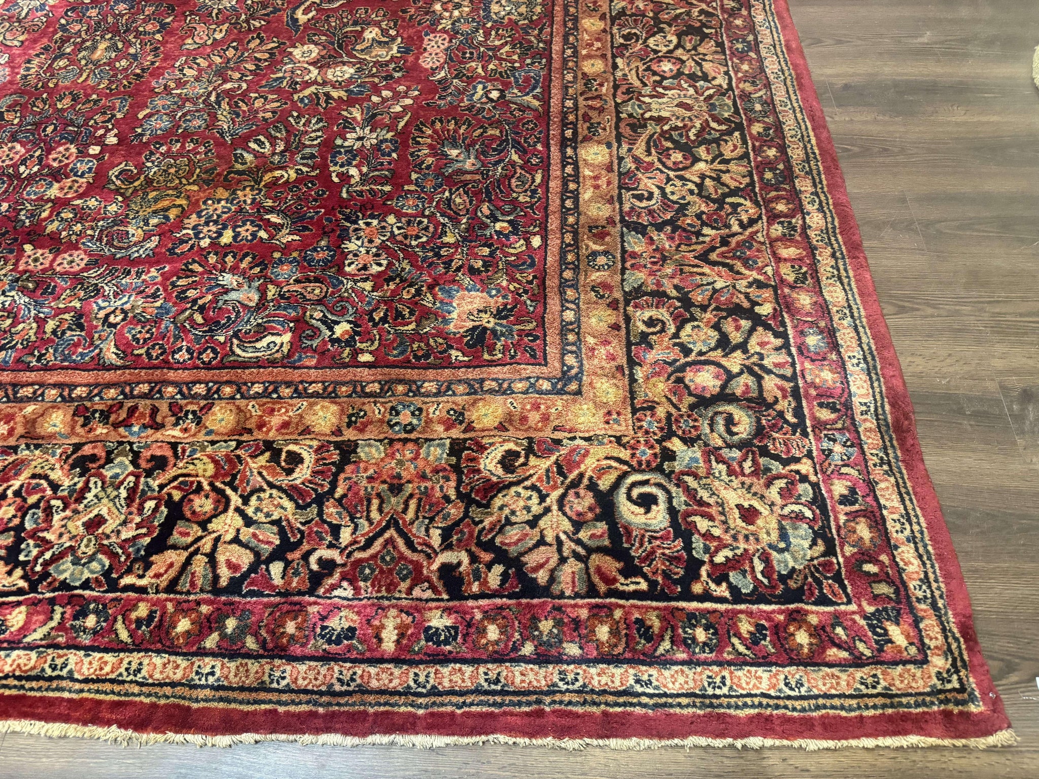Persian Sarouk Rug 10x18, Palace Size Antique Persian Carpet, Wool, Red, Floral, Handmade Traditional Persian Rug, Extra Large Rug by Jewel Rugs
