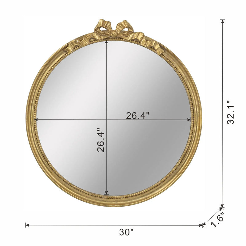 30' x 32.1' Round Decorative Wood Frame Wall Mirror by HouseOfZazla