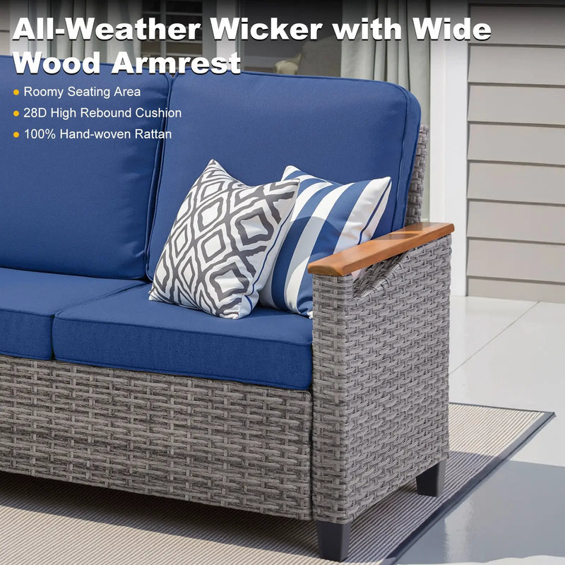 69.7" Wide Outdoor Wicker Patio Sofa by HouseOfZazla