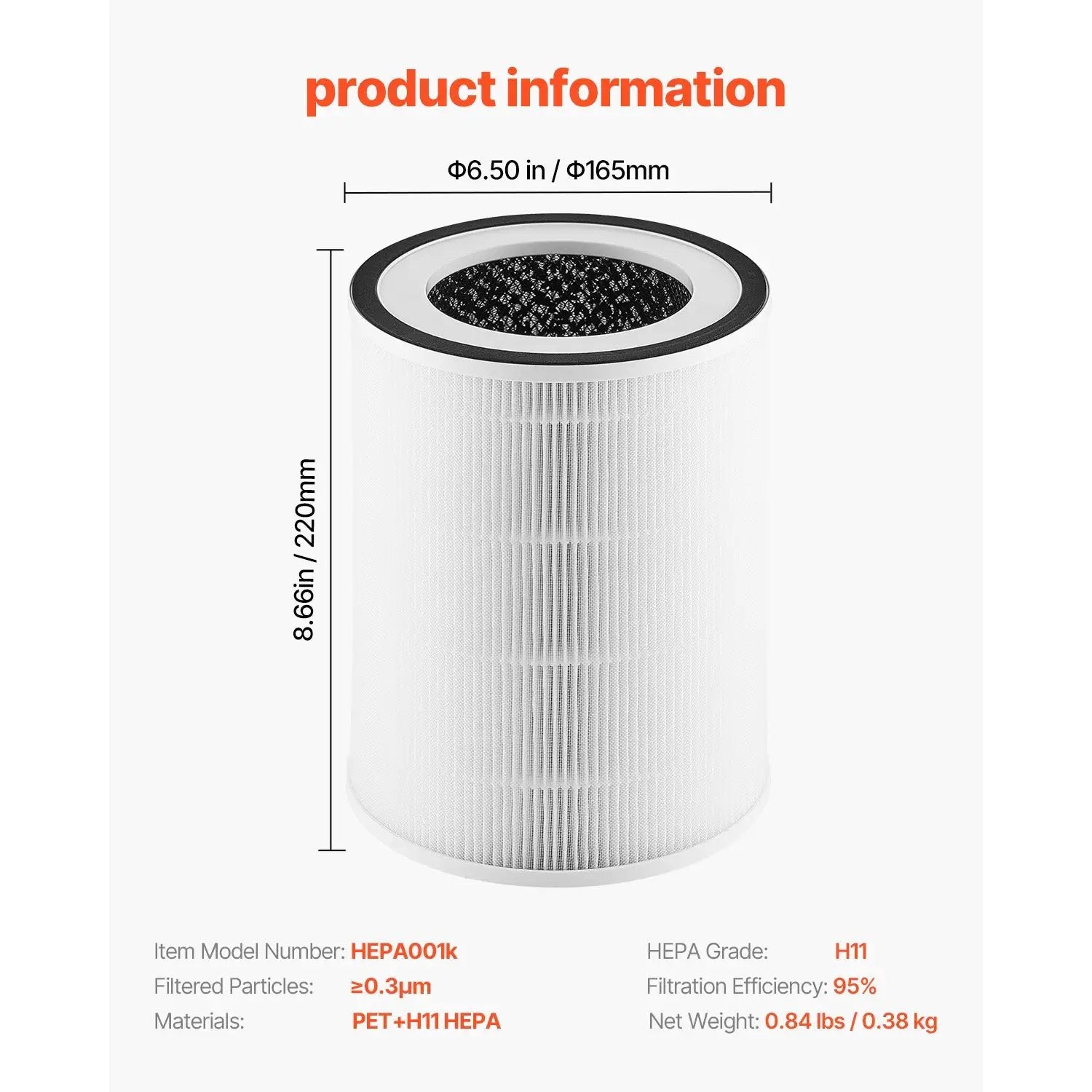 2-in-1 Air Purifier Replacement Filter H11 Filter with PET Pre-Filter by HouseOfZazla