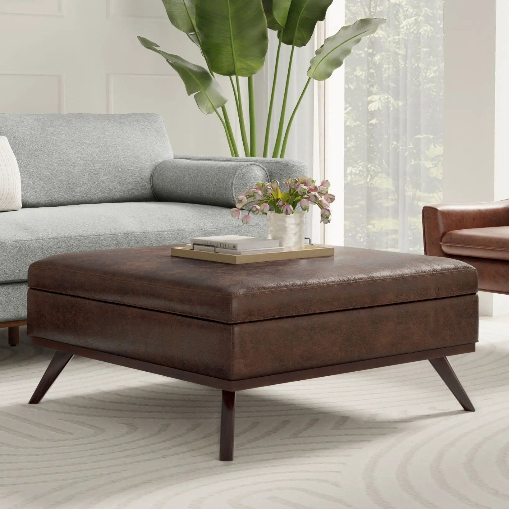 Owen - Multifunctional Square Coffee Table Storage Ottoman by Unique Piece Furniture
