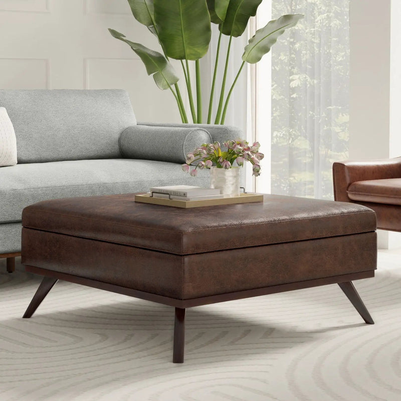 Owen - Multifunctional Square Coffee Table Storage Ottoman by Unique Piece Furniture