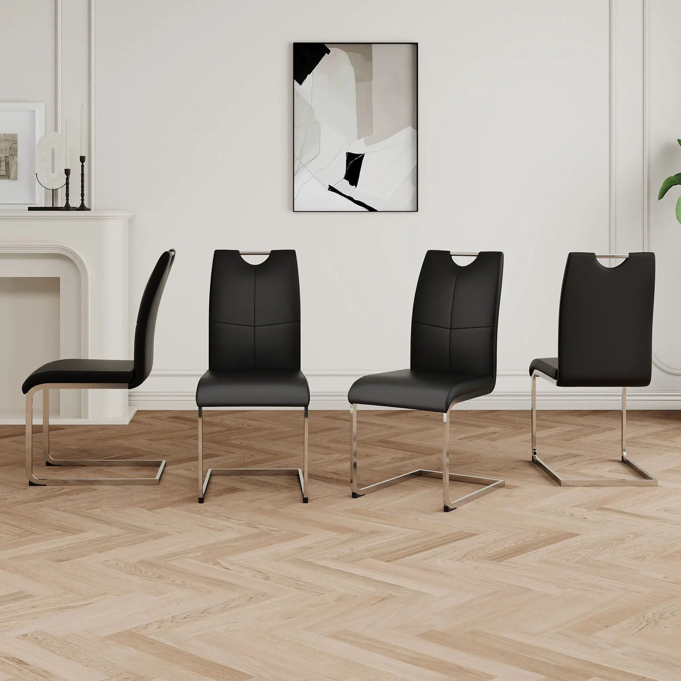 Modern Dining Chairs With Padded Seat And Metal Legs by HouseOfZazla