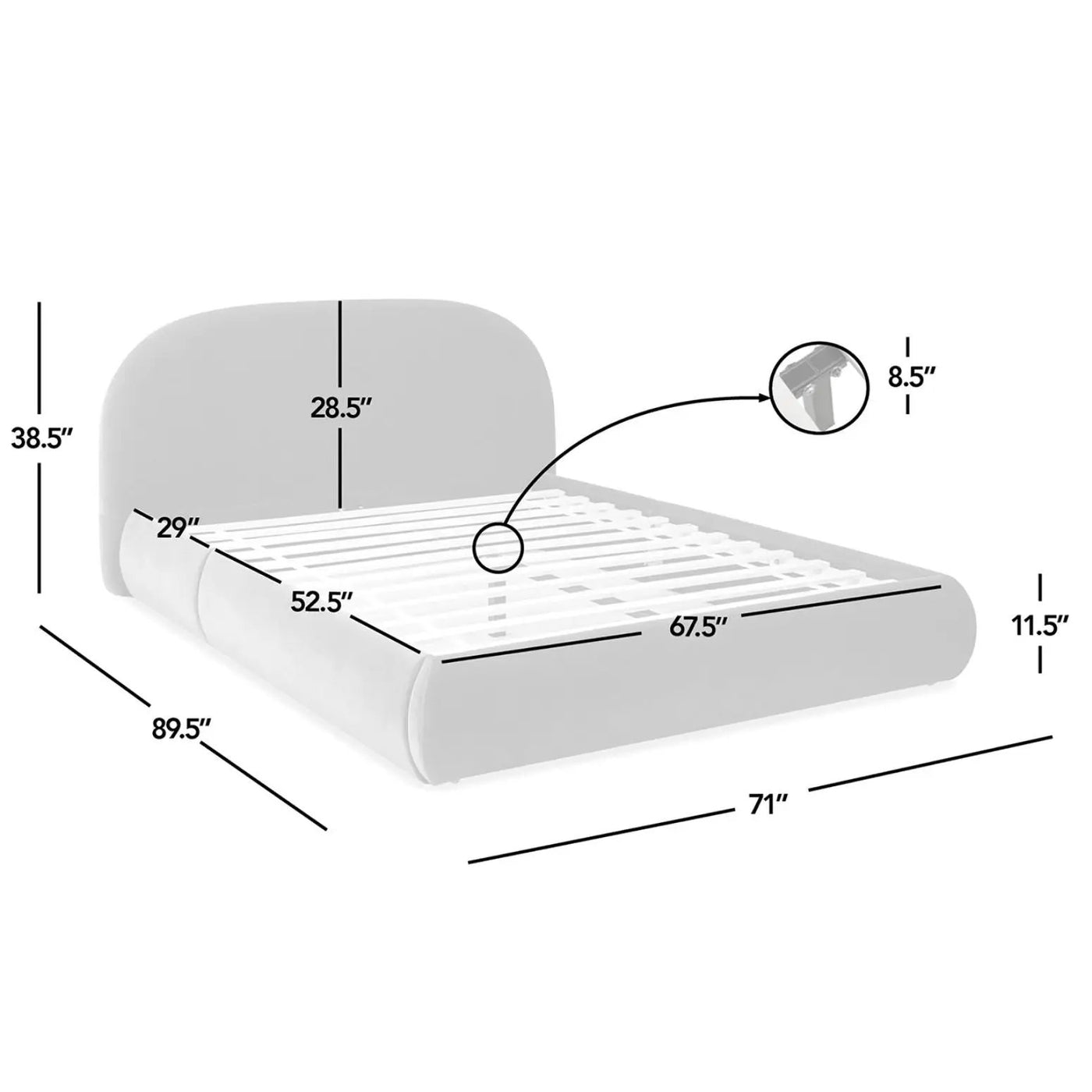 Archie Puffy Grounded - Upholstered Platform Bed by HouseOfZazla