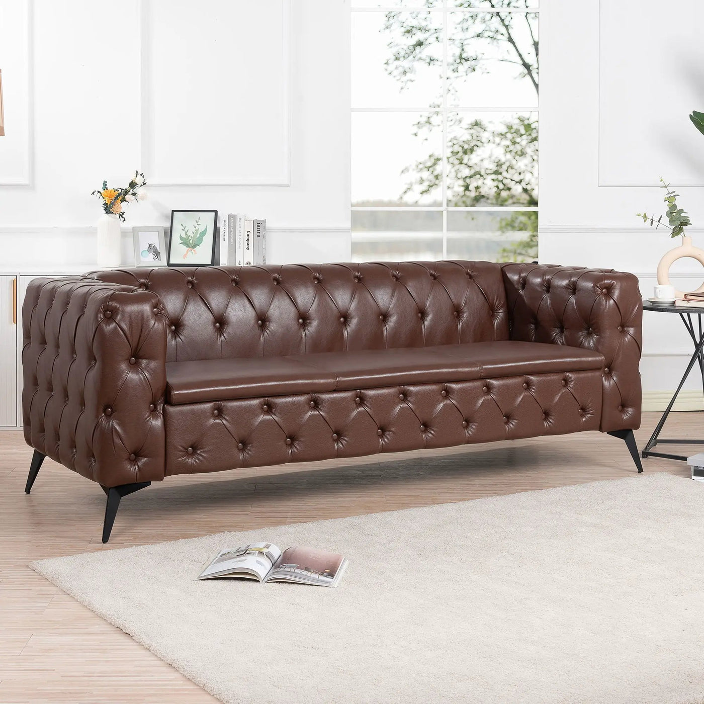 Square Arm Removable Cushion 3 Seater Sofa by HouseOfZazla