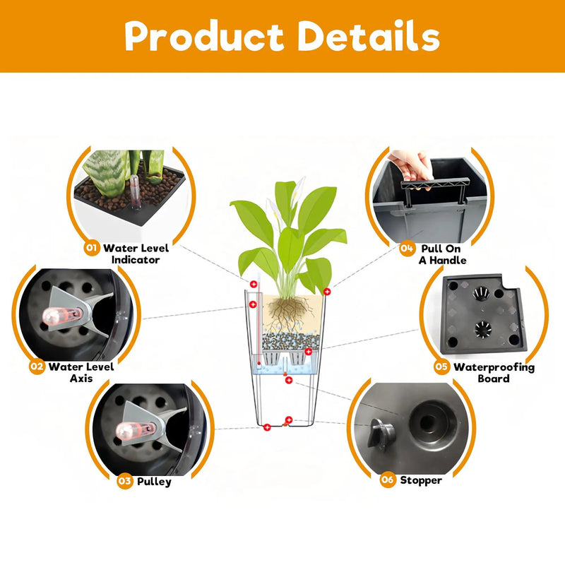 Tall Planters Set With Water Level Monitor And Auto Watering by Unique Piece Furniture