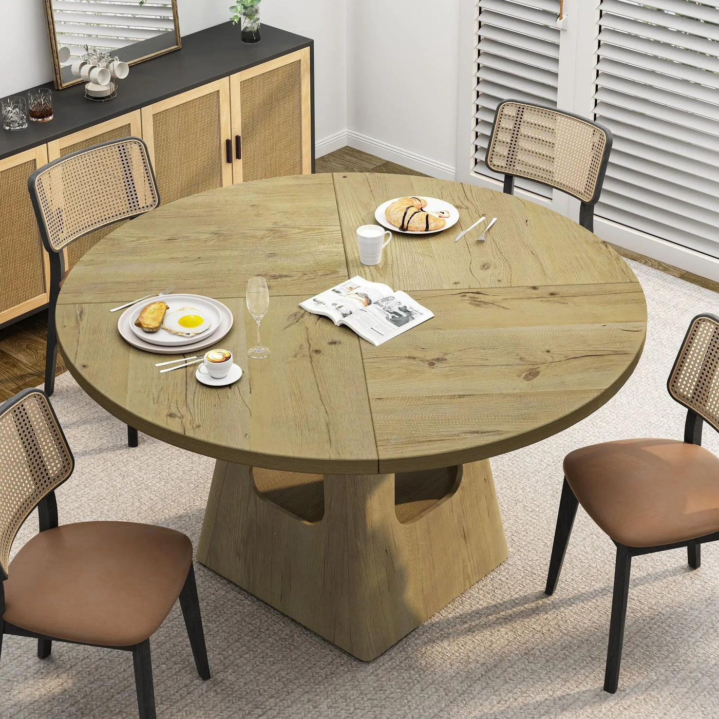 Farmhouse Round Dining Table With Storage Base by Unique Piece Furniture