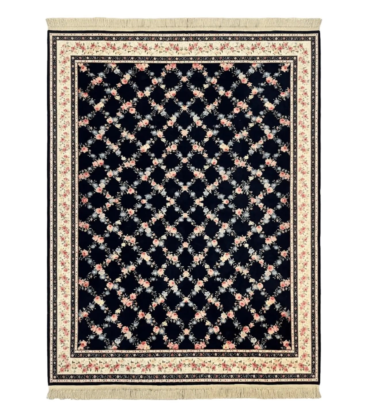 Karastan Rug 8.8 x 12, Garden of Eden #509/1270, Ebony Trellis, Vintage Discontinued Wool Pile Karastan Carpet by Jewel Rugs