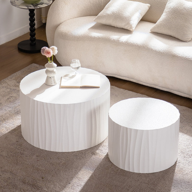 Nesting Coffee Table Set of 2 Round Wooden Tables by HouseOfZazla
