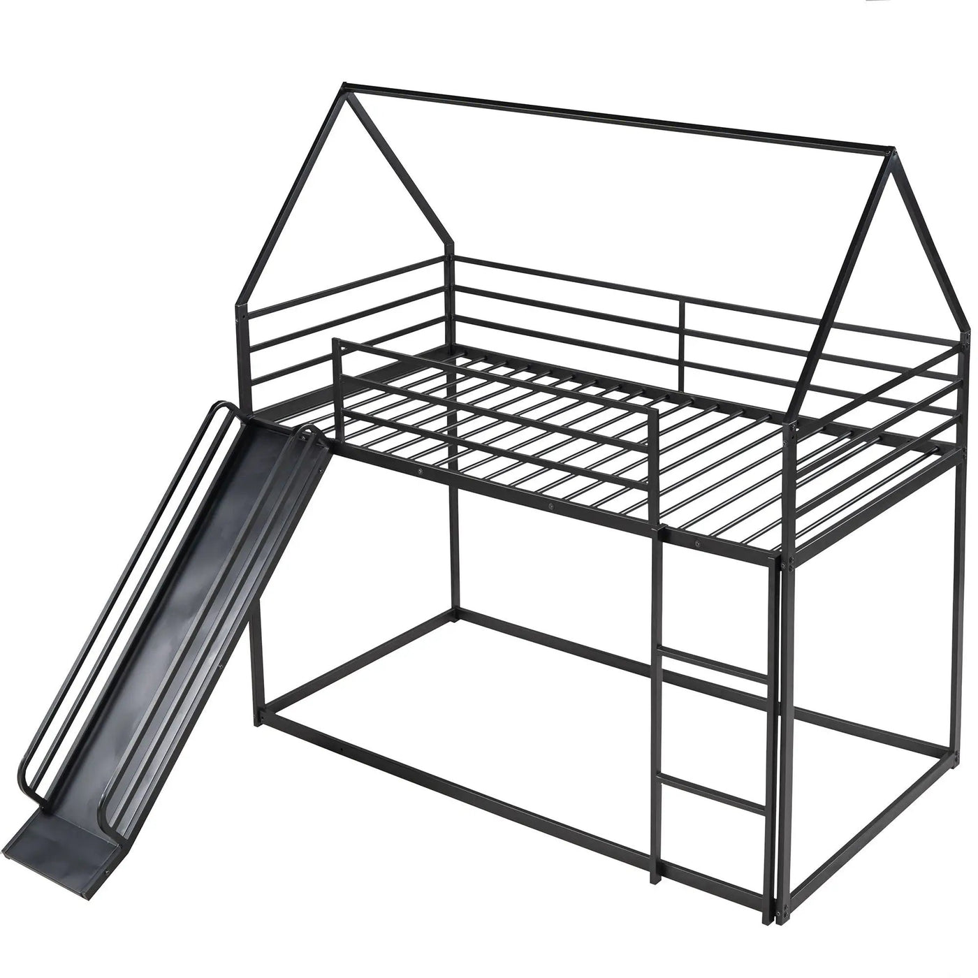 Twin Over Twin House Bunk Bed With Ladder And Slide by HouseOfZazla