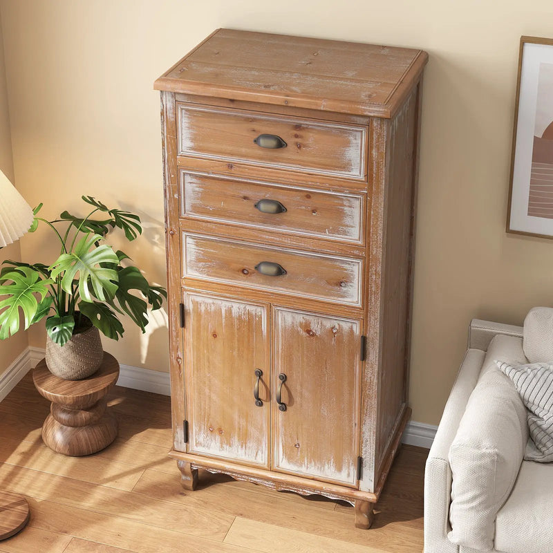 Rustic Wooden Storage Cabinet with Decorative Cutout Door & 3 Drawers by HouseOfZazla