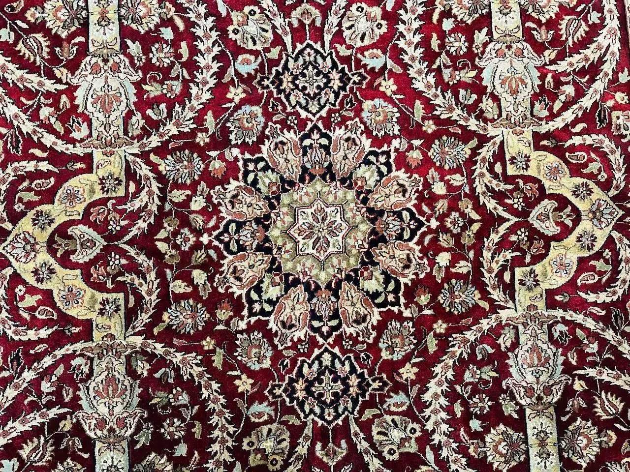 Indo Persian Rug 8x10, Red Vintage Wool Traditional Carpet, Floral, Handmade by Jewel Rugs