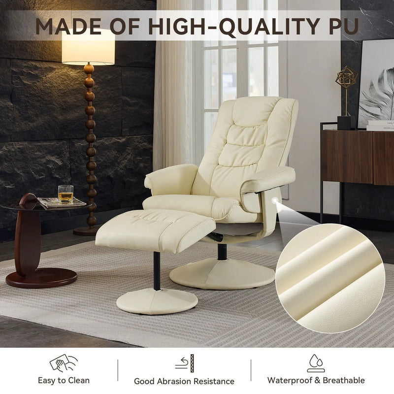Recliner Chair With Ottoman, 360° Swivel Massage Lounge Chair With 5-Point Vibration & Heated Seat by Unique Piece Furniture