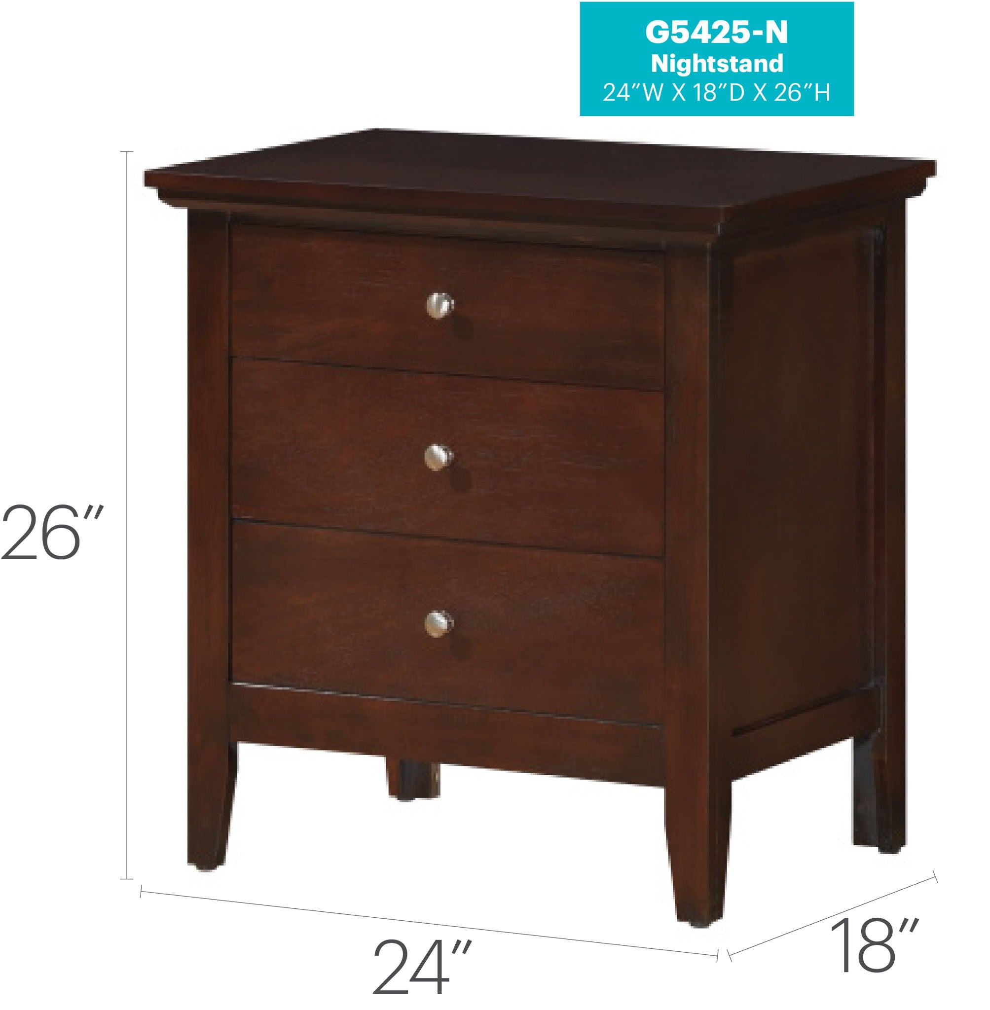 Hammond - 3 Drawer Nightstand - Cappuccino by Unique Piece Furniture