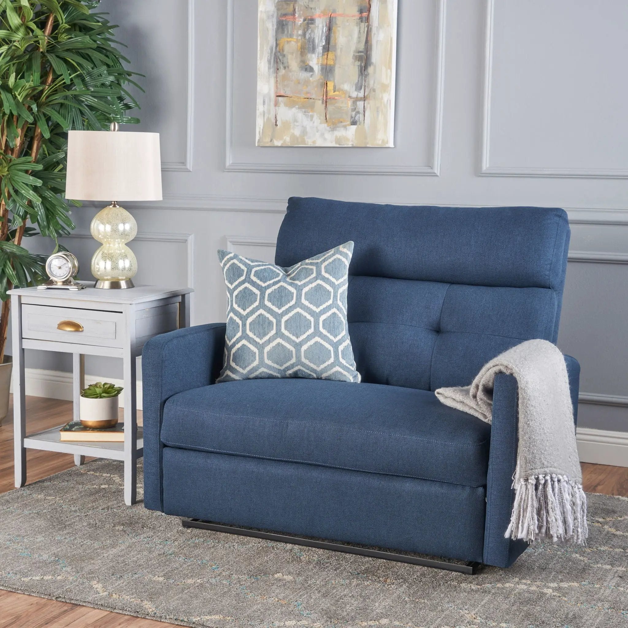 Alma Contemporary Upholstered Loveseat Recliner by HouseOfZazla