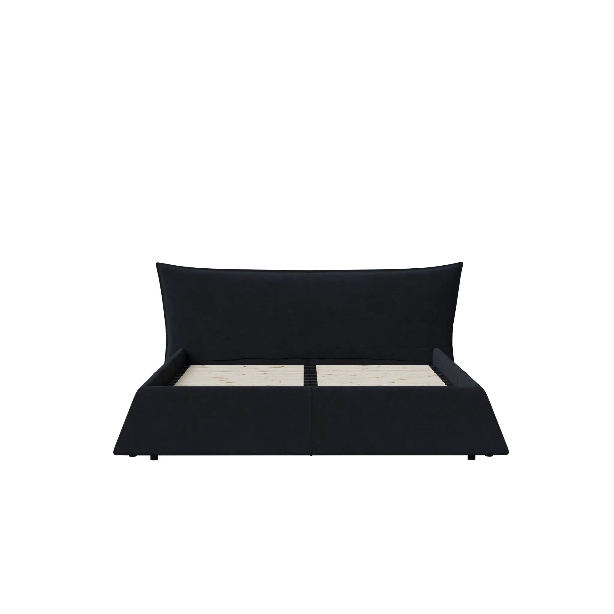 Upholstered Platform Bed With Special Shaped Headboard