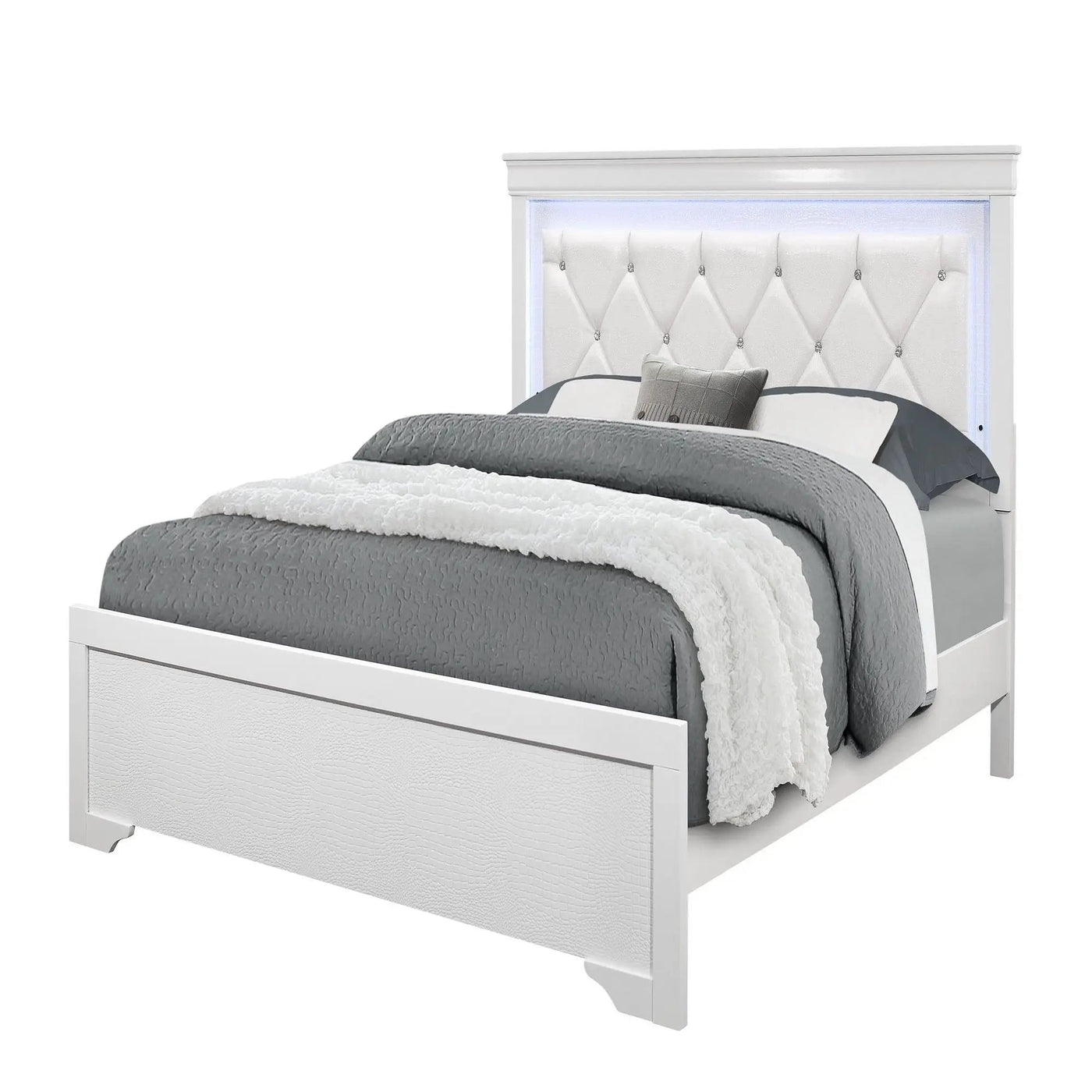 Shaker - Bed With LED Lighting And Crystal Inspired Tufted Headboard by HouseOfZazla