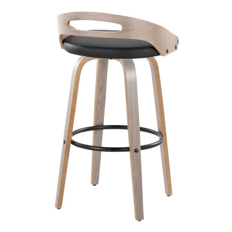 Cassis - Mid Century Modern Fixed Height Barstool With Swivel With Round Footrest (Set of 2) by HouseOfZazla