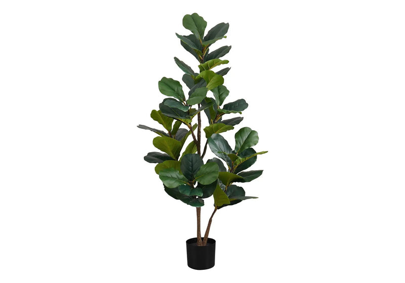 49" Tall, Artificial Plant, Fiddle Tree, Indoor, Faux, Fake, Floor, Greenery, Potted, Real Touch, Decorative - Green / Black by Unique Piece Furniture