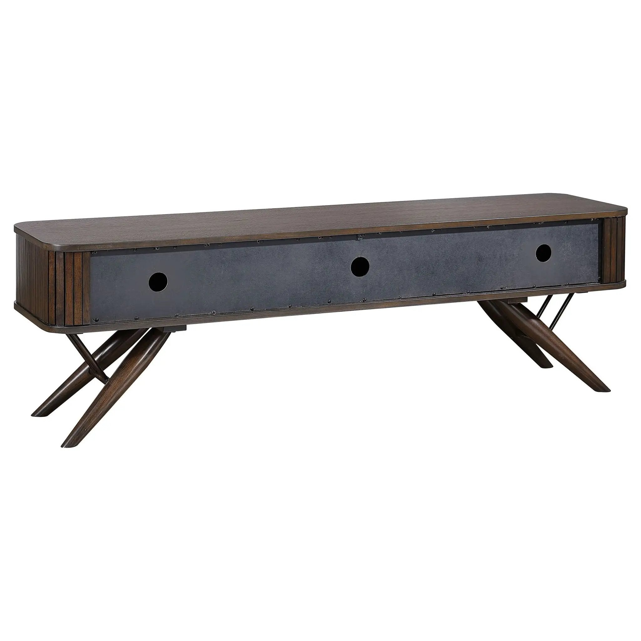 Valna Wood 71-inch TV Stand with Sliding Doors Walnut by Unique Piece Furniture