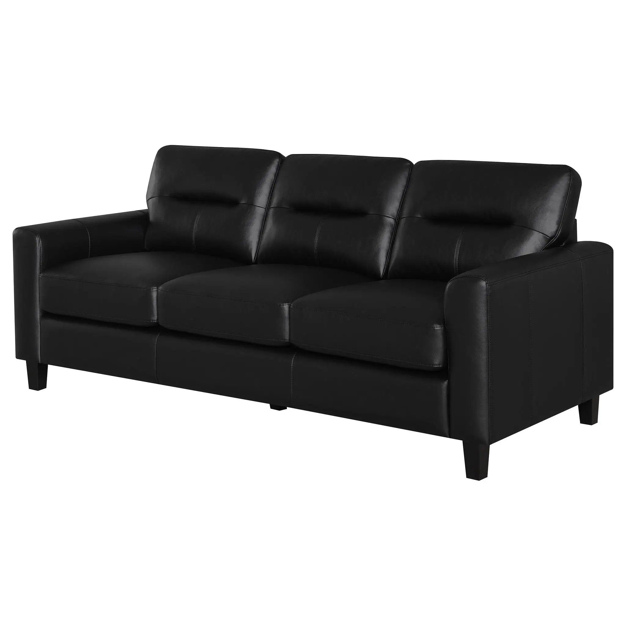 Scotland Faux Leather Upholstered Track Arm Sofa Black by Unique Piece Furniture