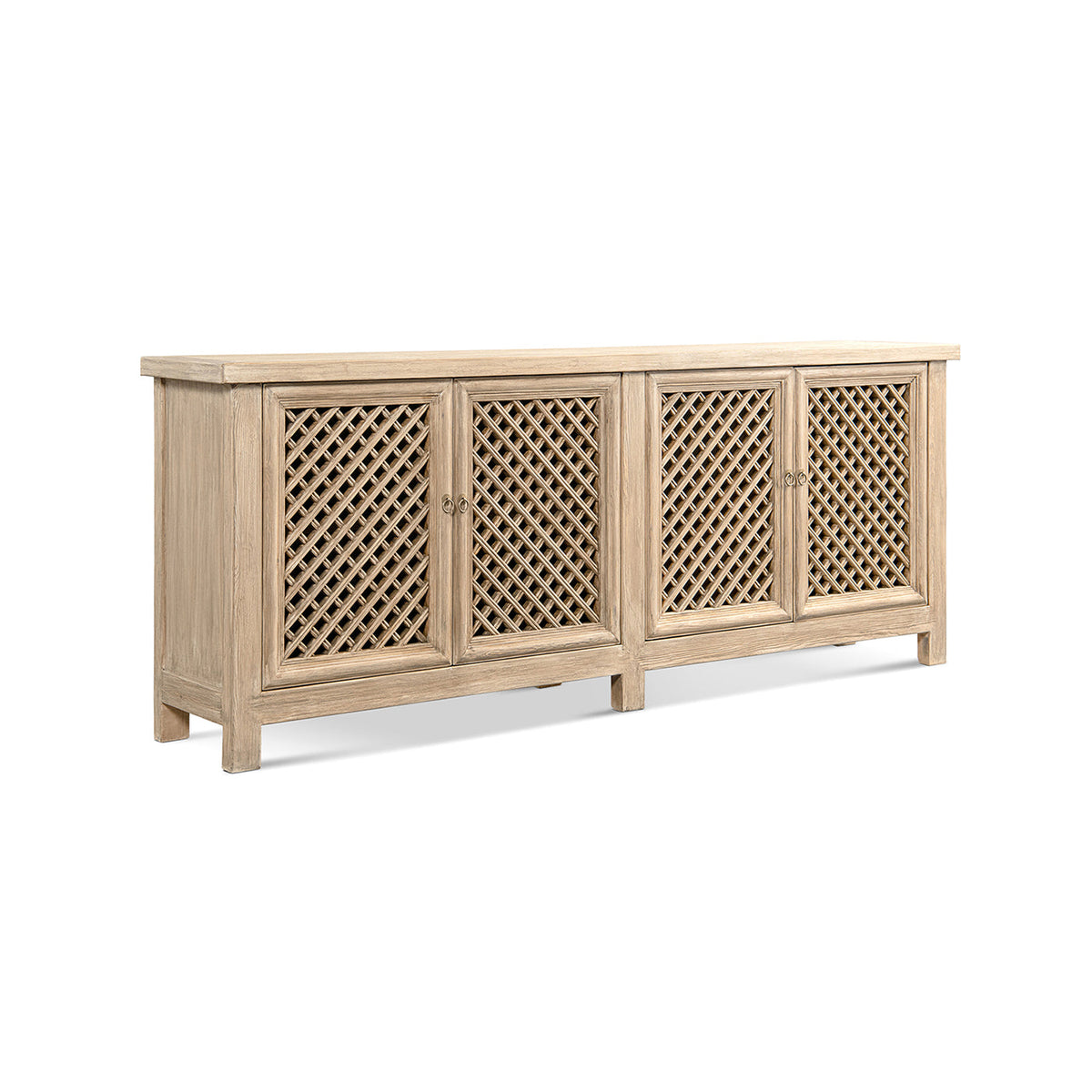 Arden 97" Extra Long Reclaimed Pine Lattice Front Sideboard – Heritage Light, photo 8 of 10