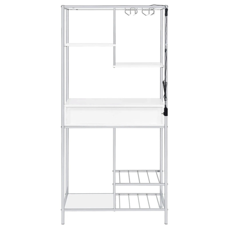 Draper - 5 Shelf LED Wine Cabinet With Pull Out Drawer - Gloss White
