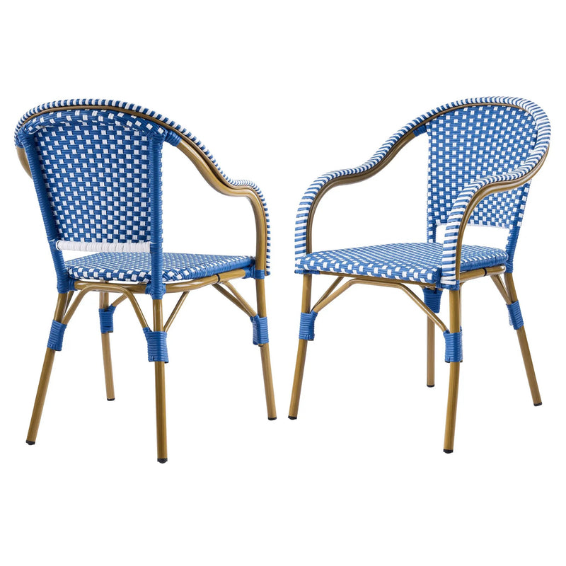 Outdoor Bistro Chairs Set of 2 with Aluminum Frame and PP Rattan by HouseOfZazla