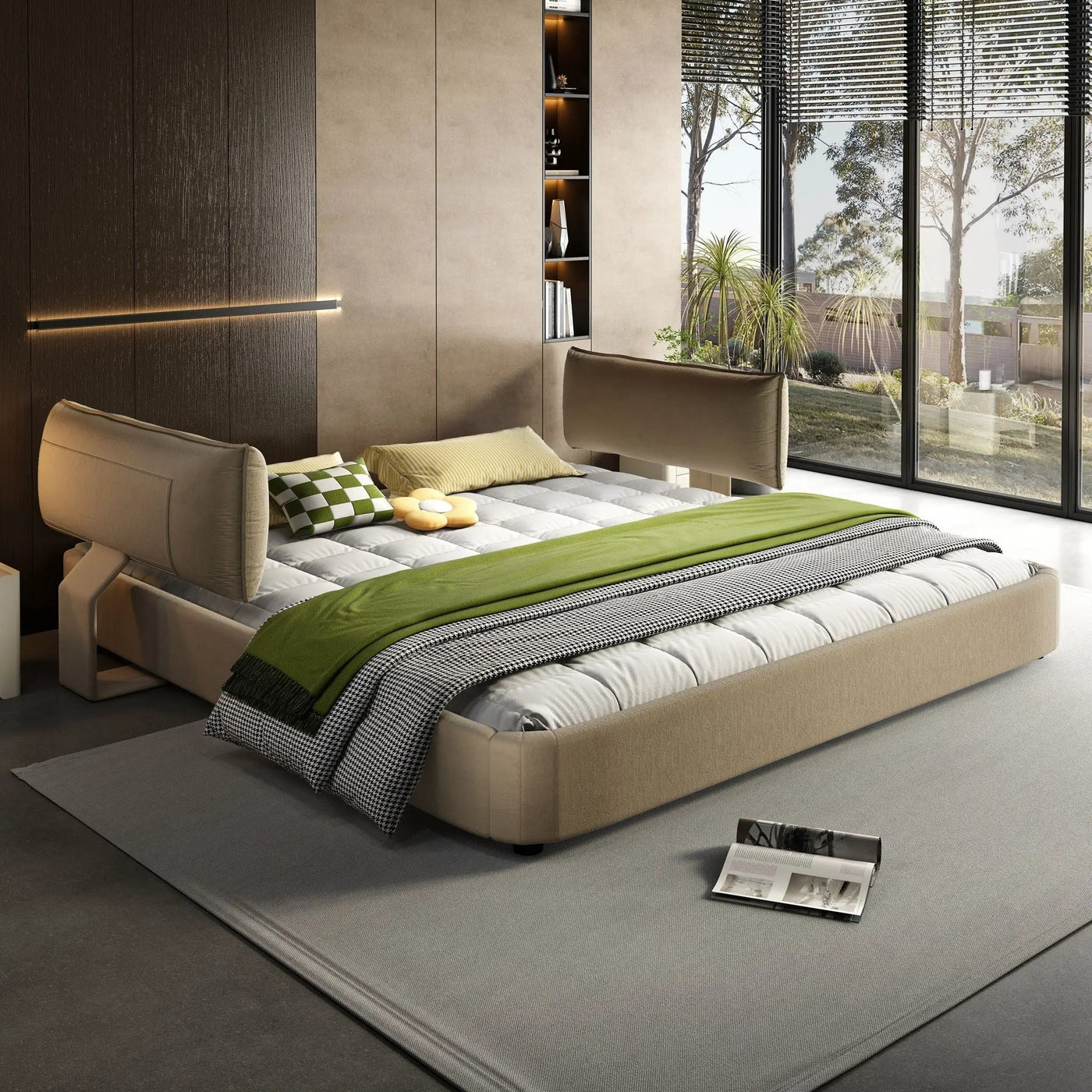 Cloud Bed Frame With Oversized Padded Movable Headboard by HouseOfZazla